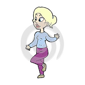 comic cartoon friendly woman waving