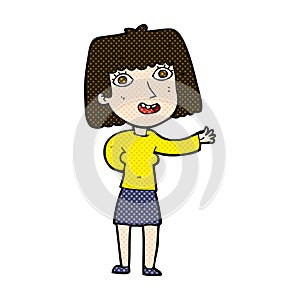 comic cartoon friendly woman waving