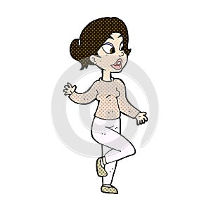 comic cartoon friendly woman waving