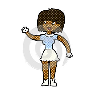 comic cartoon girl waving