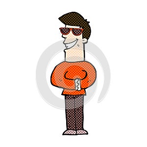 comic cartoon grinning man wearing sunglasses