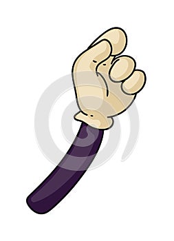 Comic cartoon hand in glove drawing isolated