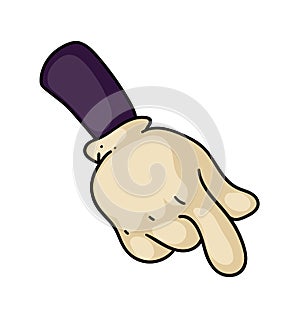 Comic cartoon hand with index finger pointing