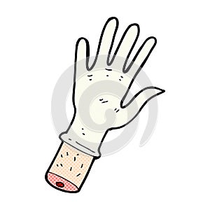 comic cartoon hand with medical glove