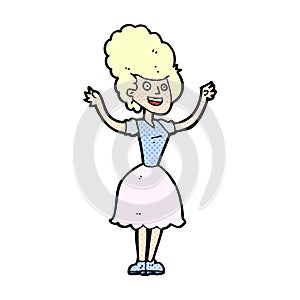 comic cartoon happy 1950's woman