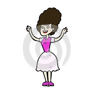 comic cartoon happy 1950's woman