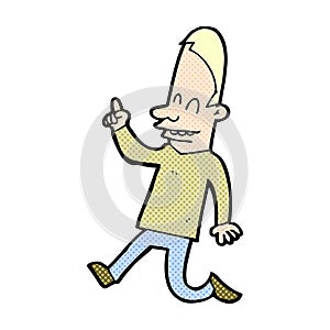 comic cartoon happy man pointing