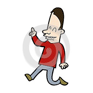 comic cartoon happy man pointing