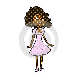 comic cartoon happy woman in dress