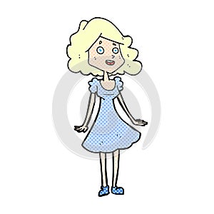 comic cartoon happy woman in dress