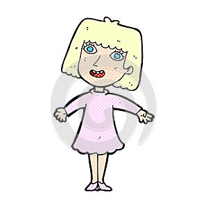 comic cartoon happy woman in dress