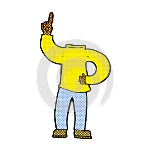 comic cartoon headless body with raised hand