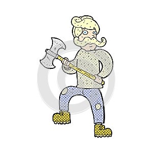 comic cartoon man with axe