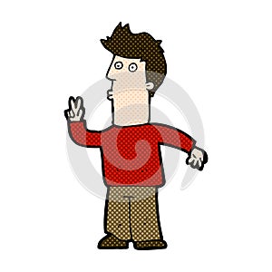 comic cartoon man signaling with hand