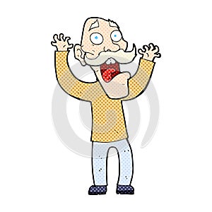 comic cartoon old man getting a fright