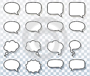 comic and cartoon outline speech bubbles vector pack transparent,