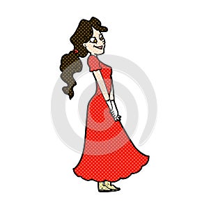 comic cartoon pretty woman in dress