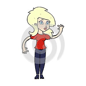 comic cartoon pretty woman waving