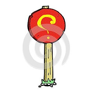 comic cartoon question mark sign post