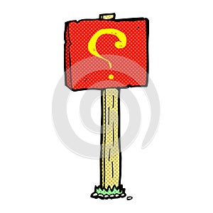 comic cartoon question mark sign post