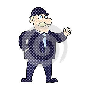 comic cartoon sensible business man in bowler hat