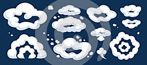 Comic cartoon smoke or cloud, vector speed motion effects