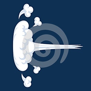 Comic cartoon smoke or cloud, vector speed motion effects