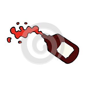 comic cartoon squirting blood bottle