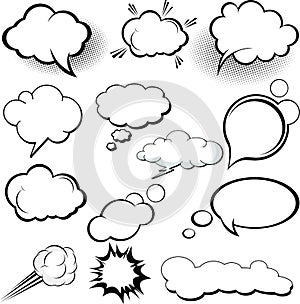 Comic and cartoon style mushroom cloud layer dialog