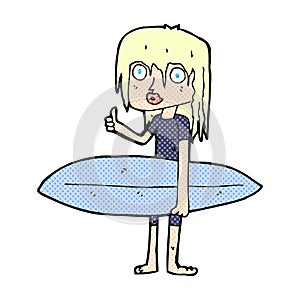 comic cartoon surfer girl