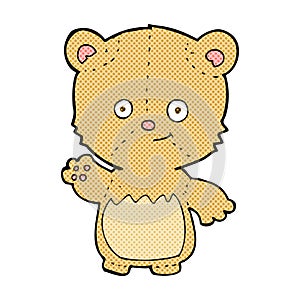 comic cartoon teddy bear waving