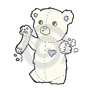 comic cartoon teddy polar bear with torn arm