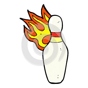 comic cartoon ten pin bowling skittle on fire
