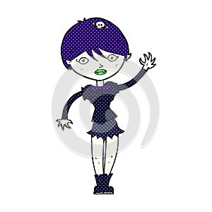 comic cartoon vampire girl waving