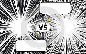 Comic cartoon versus with speech bubble background template