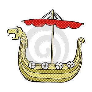 comic cartoon viking ship