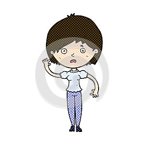 comic cartoon waving woman