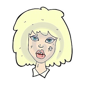 comic cartoon woman with bruised face