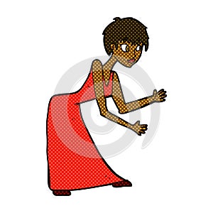 comic cartoon woman in dress gesturing