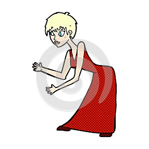 comic cartoon woman in dress gesturing