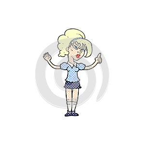 comic cartoon woman with idea