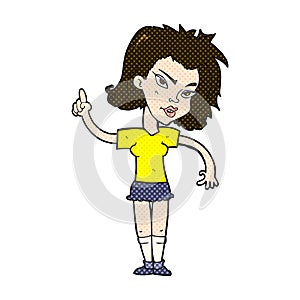 comic cartoon woman with idea