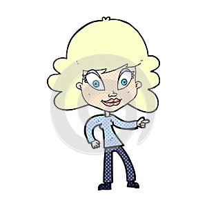 comic cartoon woman pointing