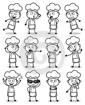 Comic Chef Characters Poses - Set of Concepts Vector illustrations