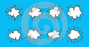 Comic Cloud Collection Set of Thin Line Vector