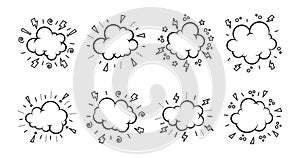 Comic Cloud Collection Set of Thin Line Vector