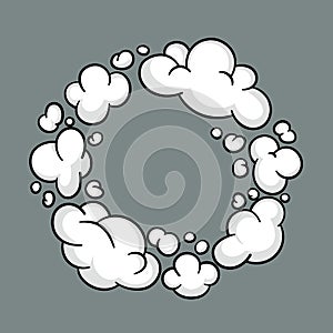 Comic cloud or smoke, cartoon vector motion effects, and explosions