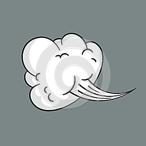 Comic cloud or smoke, cartoon vector motion effects, and explosions