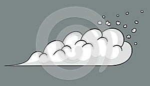 Comic cloud or smoke, cartoon vector motion effects, and explosions