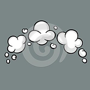 Comic cloud or smoke, cartoon vector motion effects, and explosions